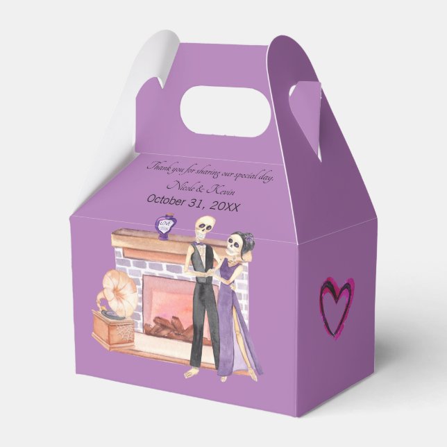 Elegant Skeleton Couple Favor Box (Front Side)