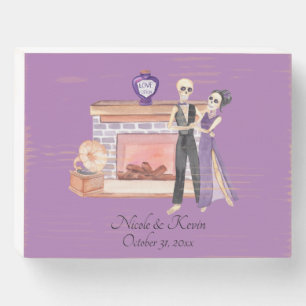 Elegant Skeleton Couple Wood Box Sign