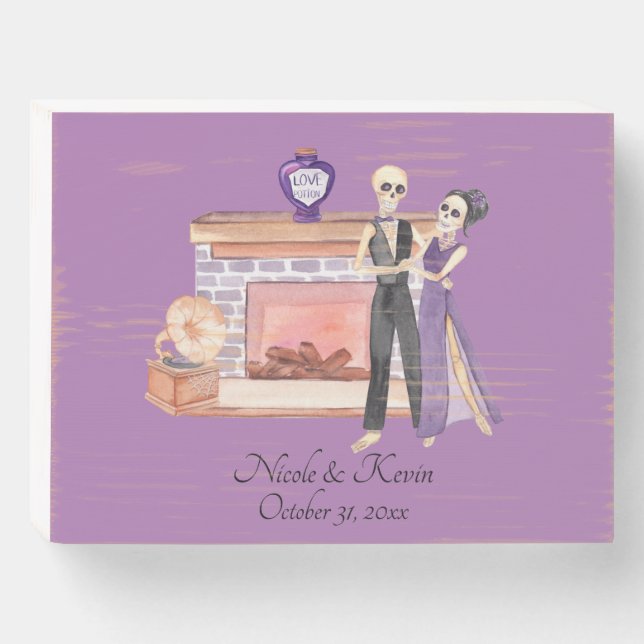 Elegant Skeleton Couple Wood Box Sign (Front Horizontal)