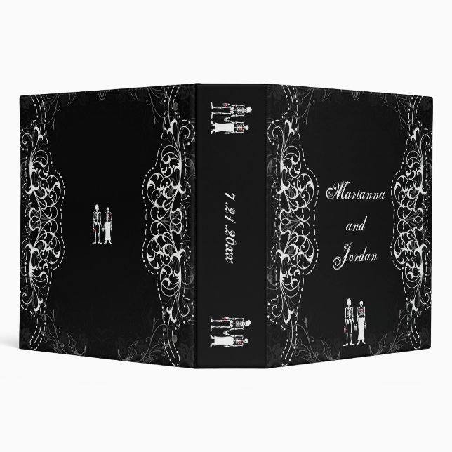 Elegant Skeleton Halloween Wedding Binder (Background)
