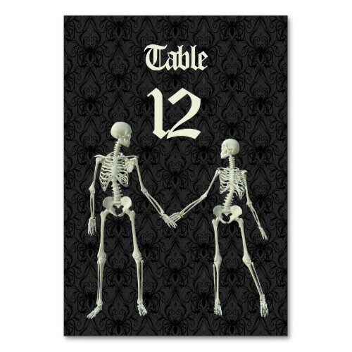 Elegant Skeletons Wedding Table Number