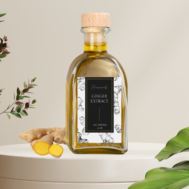 Elegant Sketch Homemade Ginger Extract Label (Creator Uploaded)