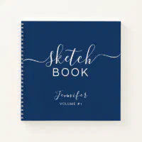 Elegant Sketchbook Your Name Script Pink Notebook