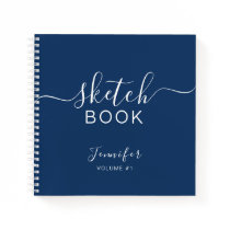 Elegant Sketchbook Your Name Script Navy Blue Notebook Elegant Sketchbook Your Name Script Navy Blue Notebook