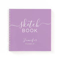 Elegant Sketchbook Your Name Script Purple Notebook Elegant Sketchbook Your Name Script Purple Notebook