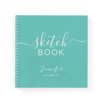 Elegant Sketchbook Your Name Script Teal Blue Notebook Elegant Sketchbook Your Name Script Teal Blue Notebook