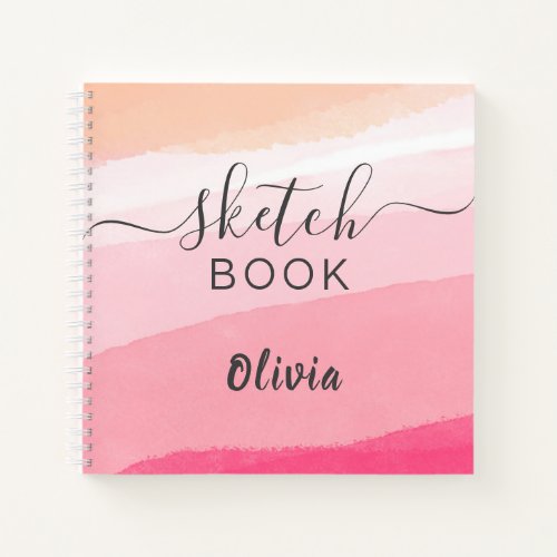 Elegant  Sketchbook Your Name Script Watercolor Notebook