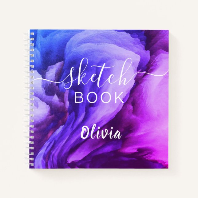Elegant  Sketchbook Your Name Script  Watercolor Notebook (Front)