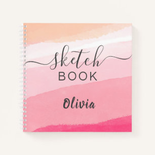 Elegant Sketchbook Your Name Script Watercolor Notebook