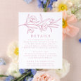 Elegant Sketched Floral Wedding Details Letterpress Enclosure Card