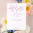 Elegant Sketched Floral Wedding Letterpress Invitation