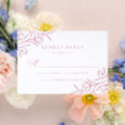 Elegant Sketched Floral Wedding Letterpress RSVP Cards