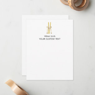 Elegant Ski Skier Personal Stationery Note Card