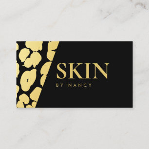 Elegant Skincare Gold Leopard Print Business Card