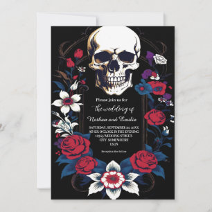 Elegant Skull gothic wedding invitation 