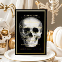Elegant Skull Halloween Costume Party Gold Foil Invitation