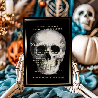 Elegant Skull Halloween Costume Party Gold