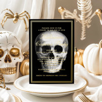 Elegant Skull Halloween Costume Party Gold Foil Invitation