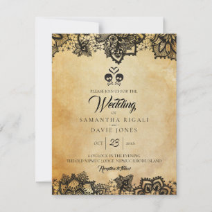 Elegant Skull Halloween Theme Wedding Budget  Invitation