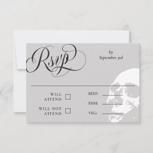 Elegant Skull Halloween Wedding RSVP Card