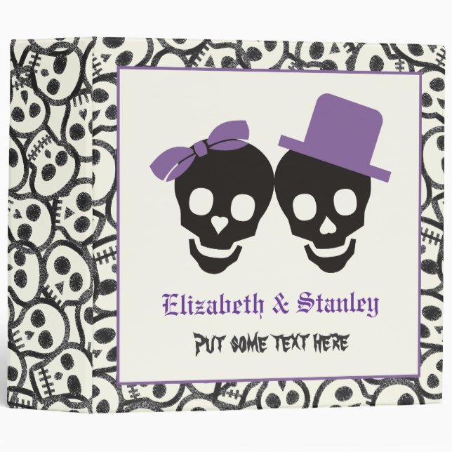 Elegant skulls Halloween purple wedding binder (Front/Spine)
