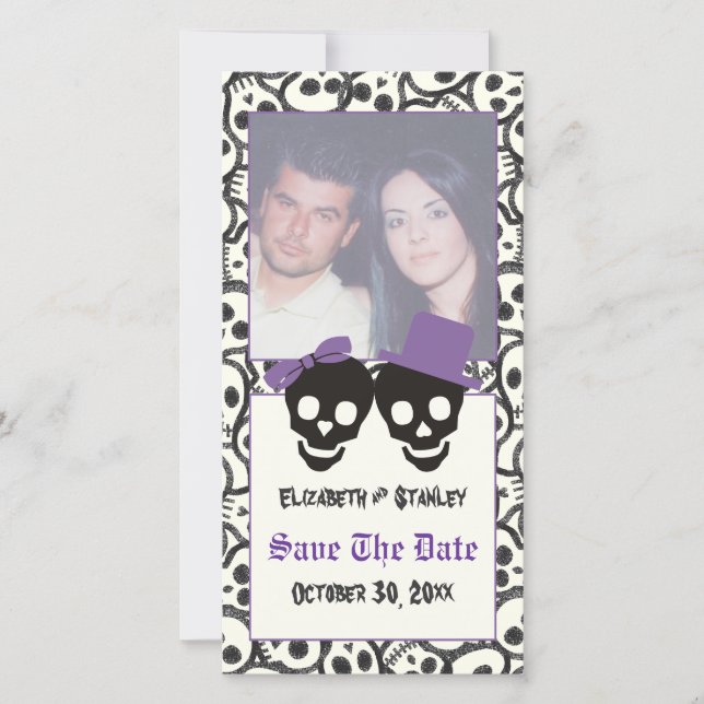 Elegant skulls Halloween wedding Save the Date (Front)