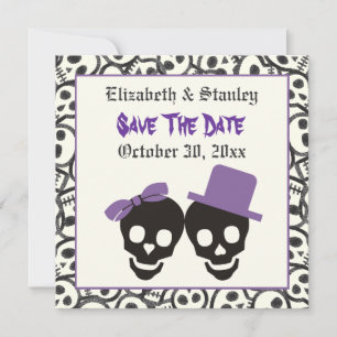 Elegant skulls Halloween wedding Save the Date