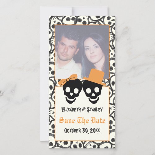 Elegant skulls Halloween wedding Save the Date