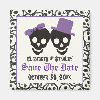 Elegant skulls Halloween wedding Save the Date