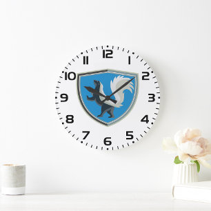 Elegant Skunk Emblem Wildlife Inspired Crest Large Clock