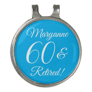 Elegant Sky Blue 60 & Retired Retirement Party Golf Hat Clip