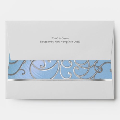 Elegant Sky Blue and Silver Filigree Envelope