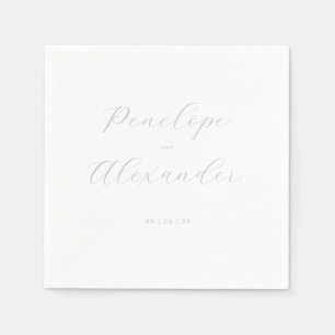 Elegant Sky Blue Calligraphy Napkins