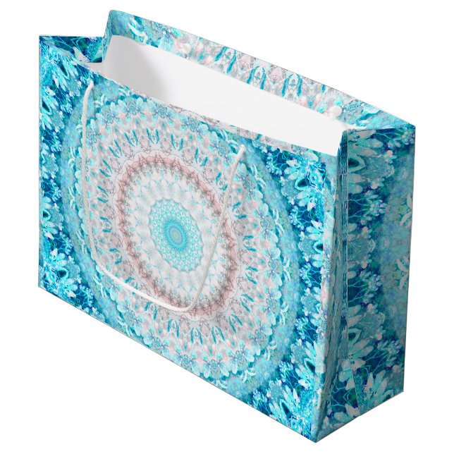 Elegant Sky Blue Crystal Birthday Large Gift Bag (Front Angled)