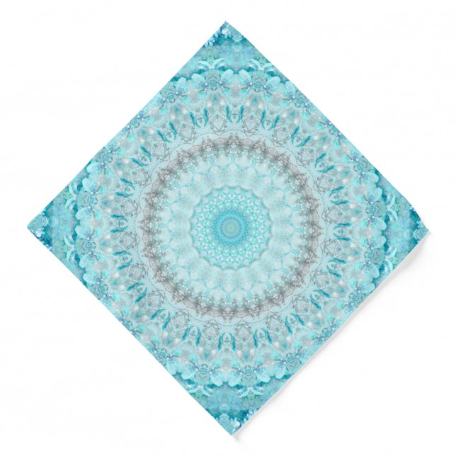 Elegant Sky Blue Crystal Mandala    Bandana (Front)