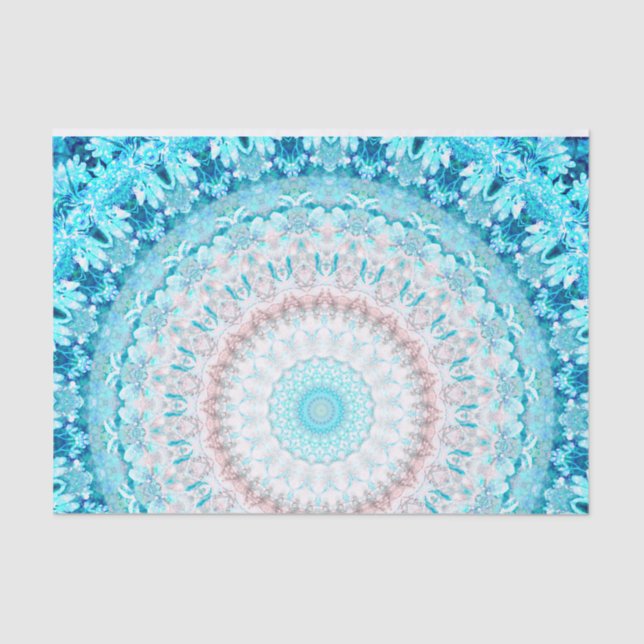 Elegant Sky Blue Crystal Mandala      Tissue Paper (Front)
