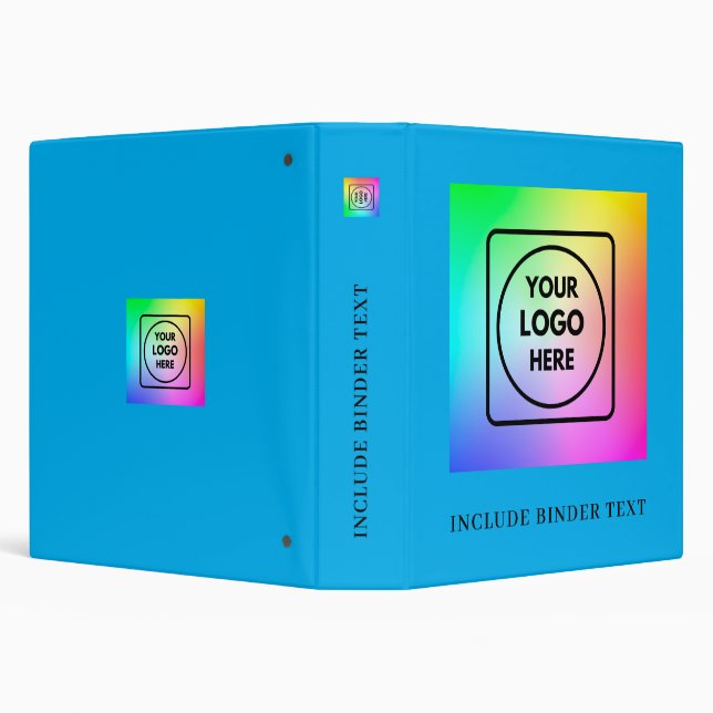 Elegant Sky Blue Custom Logo 3-Ring Binder (Background)