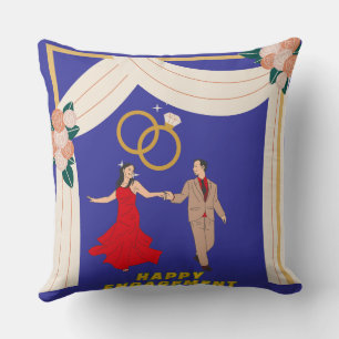 Elegant Sky Blue Engagement Throw Pillow, Pillow