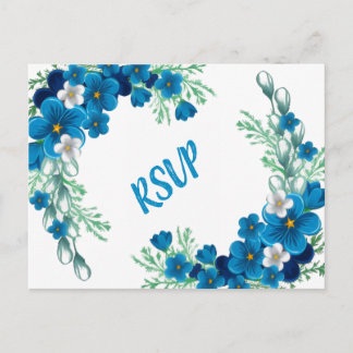 Elegant Sky Blue Floral RSVP Card
