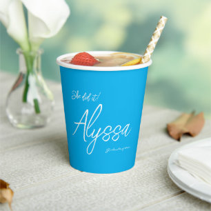 Elegant Sky Blue Graduation Party She Did It Paper Cups