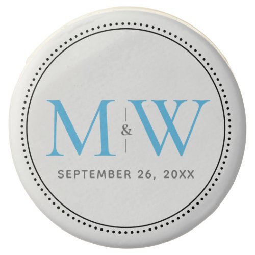 Elegant Sky Blue Monogram Wedding Chocolate Covered Oreo