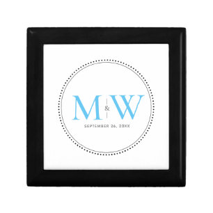 Elegant Sky Blue Monogram Wedding Gift Box