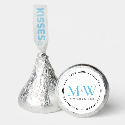 Elegant Sky Blue Monogram Wedding Hersheys Kisses