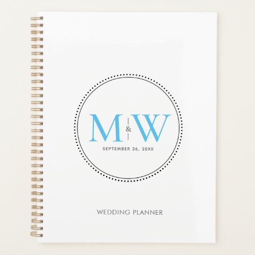 Elegant Sky Blue Monogram Wedding Planner