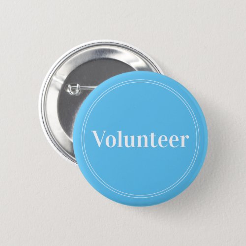 Elegant Sky Blue Pin_back Volunteer Buttons