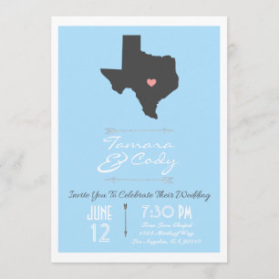 Elegant Sky Blue Texas State Wedding Invitation