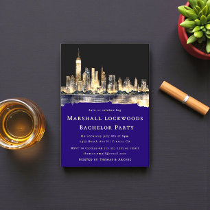 Elegant Skyline Bachelor Party Invitation