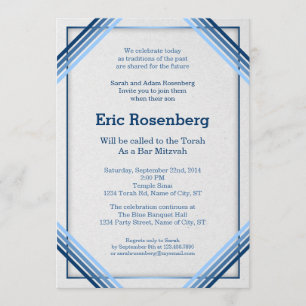 Elegant Slanted Lines Bar Mitzvah Invitation