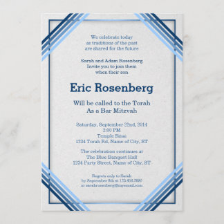 Elegant Slanted Lines Bar Mitzvah Invitation