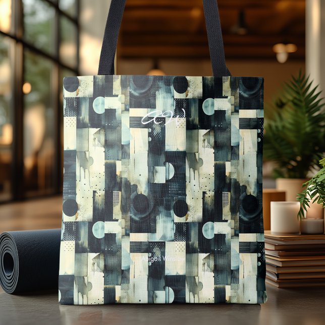 Elegant Slate Blue Abstract Tote Bag Modern (Creator Uploaded)